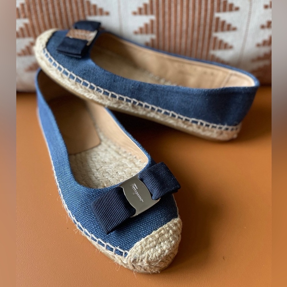 Salvatore Ferragamo Blue Denim Mandy Espadrilles